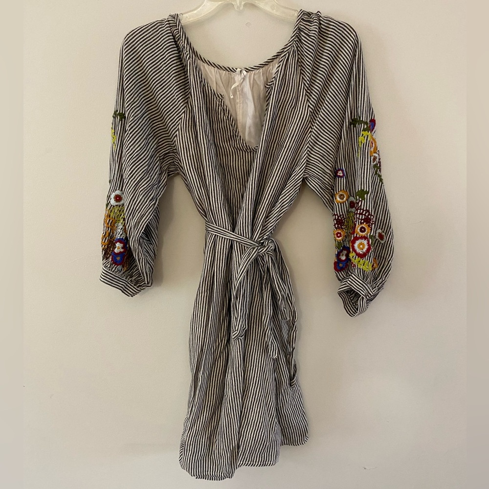 Anthropologie embroidered striped dress